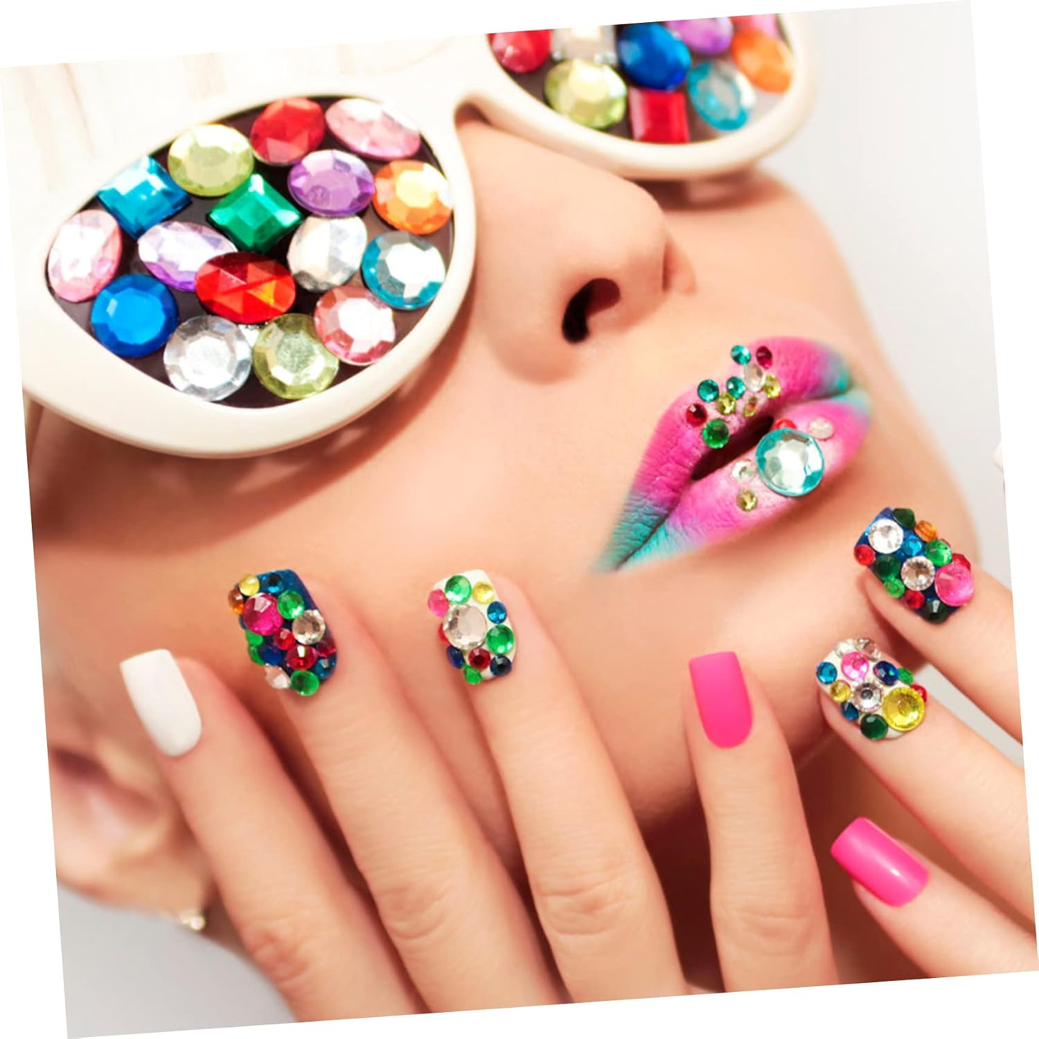 FRCOLOR 3pcs DIY Nail Art Rhinestones Green Rhinestones for Clothes Bedazzle Kit Iridescent Sew Art Manicure Decorations Craft Accessories