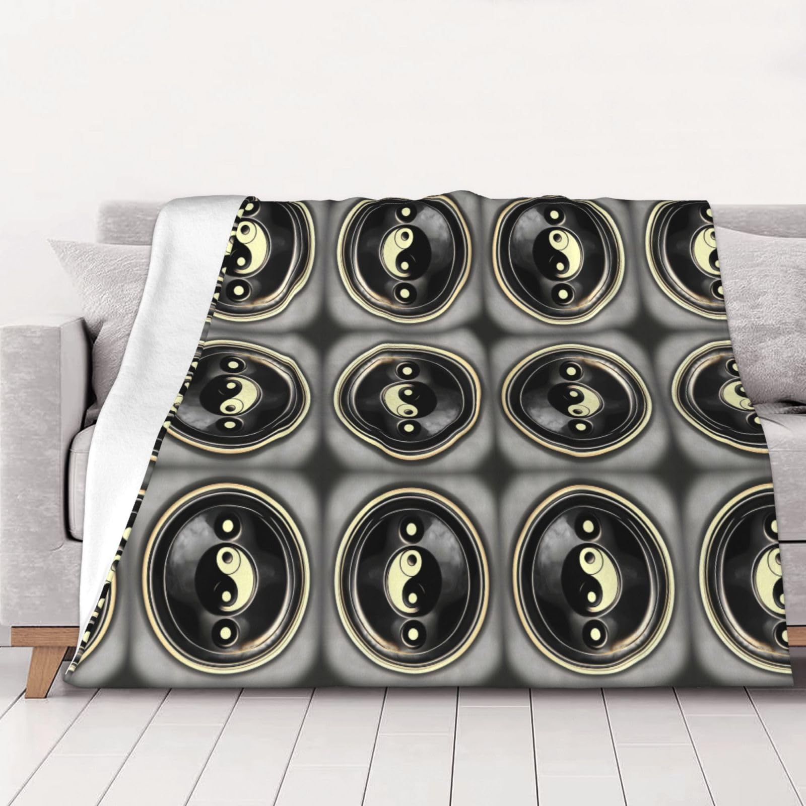 Couverture Yin Yang de luxe en microfibre épaisse et chaude