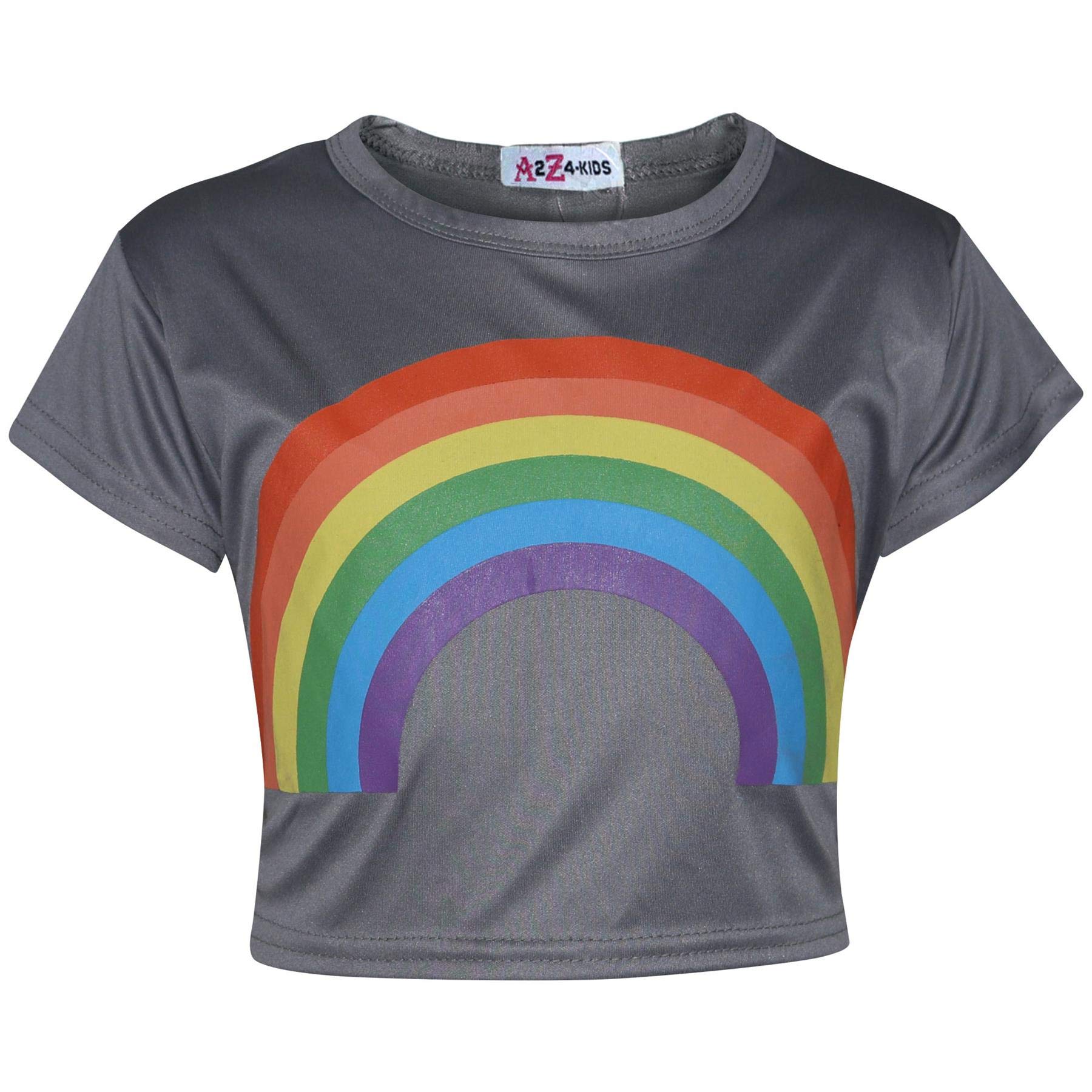 A2z 4 Kids Girls Steel Grey Crop Tops Rainbow Stylish Trendy Tops - Rainbow 270 Crop Top 13