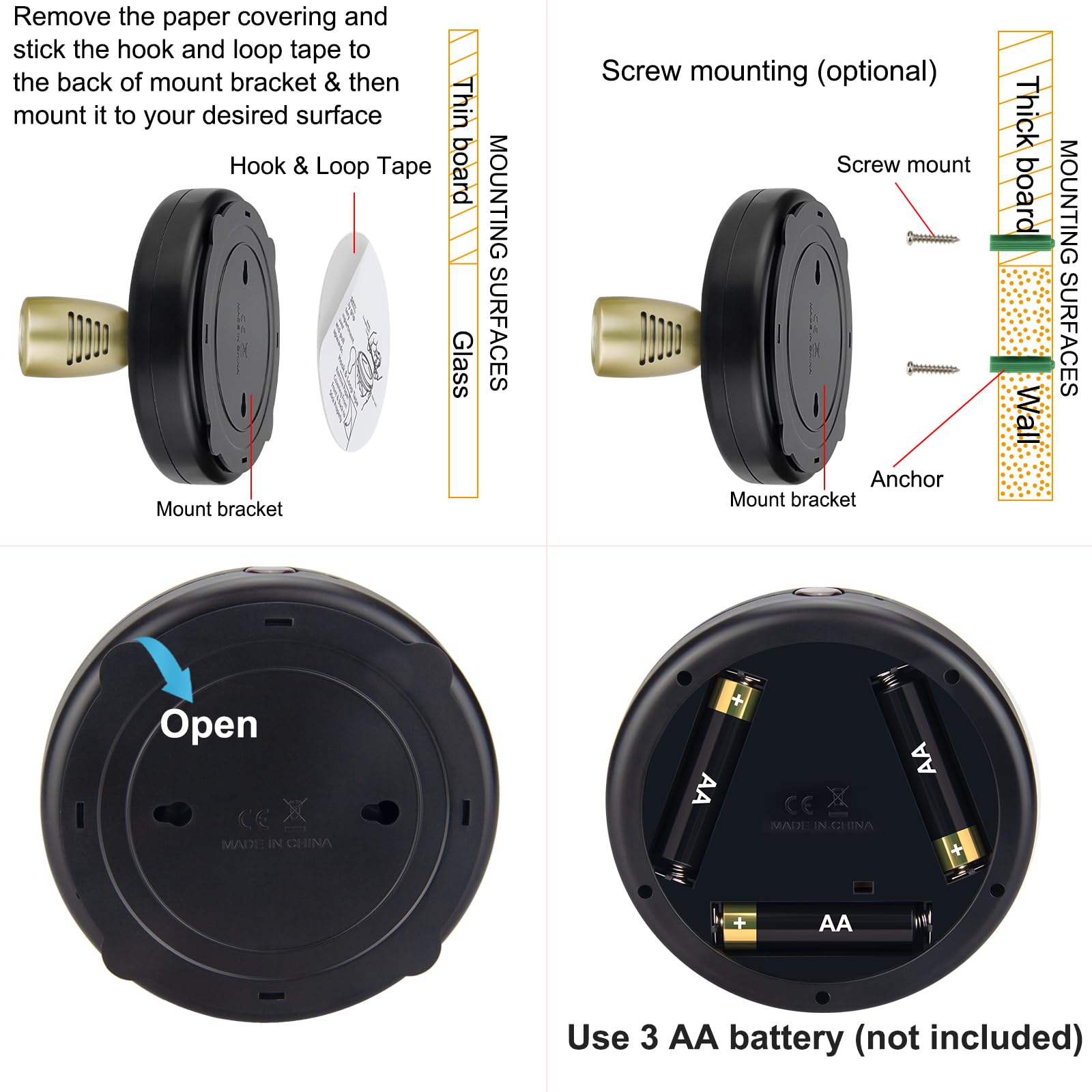 BIGMONAT Spot Alimentato a Batteria, LED Senza Fili Dimmerabili Per Piante, Illuminazione Interna, Luce Accentuata, Bianca Calda, Confezione Da 2 - Nero