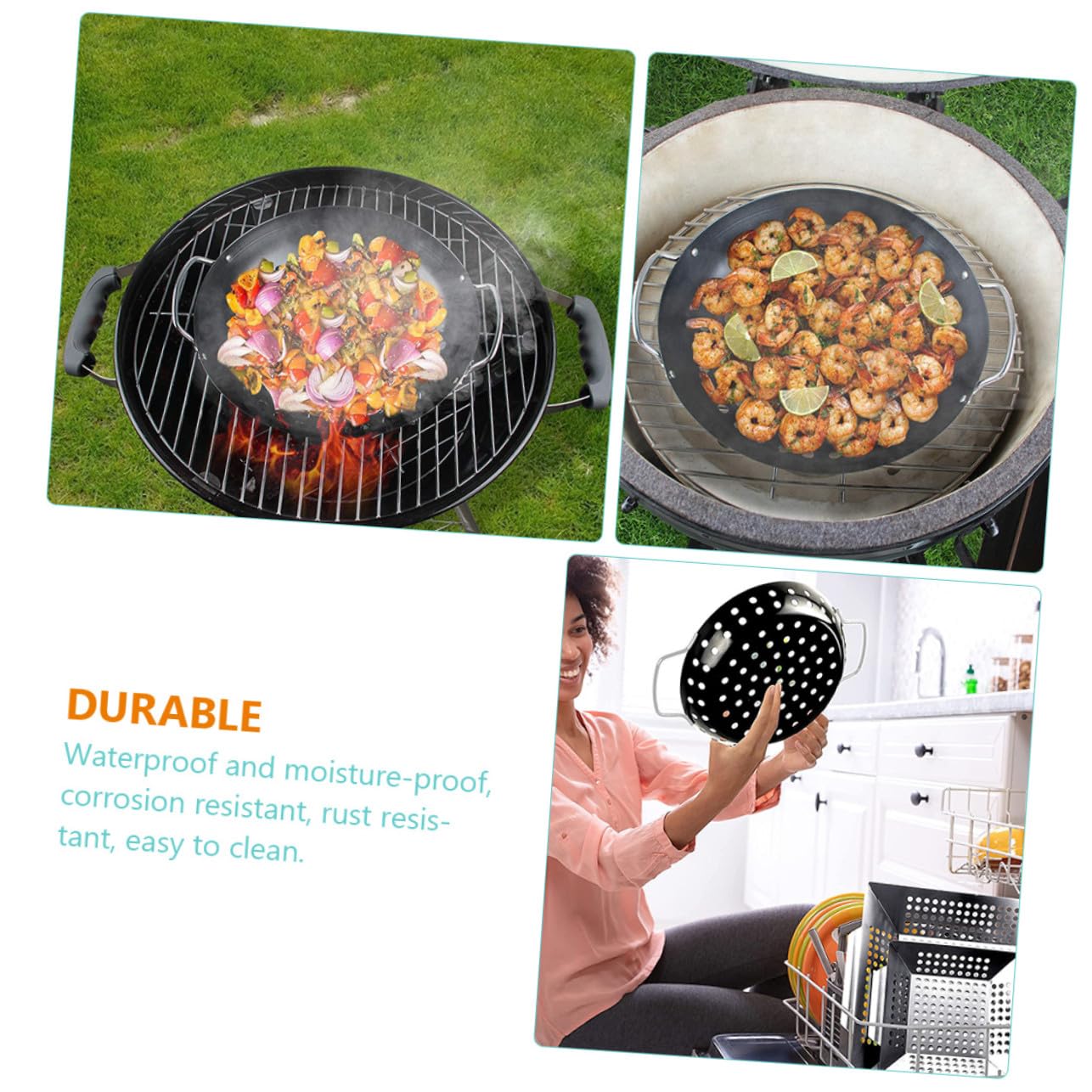 Mikikit Cestello Per Griglia Antiaderente e Wok Multifunzione Per Barbecue, Accessorio Pratico Per Grigliate All'aperto e Buffet, Resistente e Facile Da Pulire