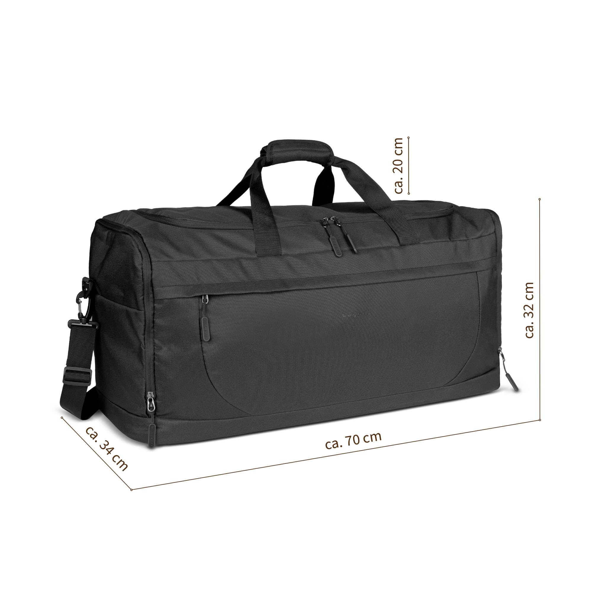 bugatti Mare Basic – walizka unisex, duża torba weekendowa z systemem mocowania do wózka, czarna