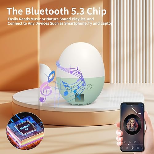 Miniatura 2 de Máquina de sonido inalámbrica, máquina de ruido blanco bebé, máquina portátil de ruido blanco con luz nocturna de 5 colores, 13 sonidos relajantes y