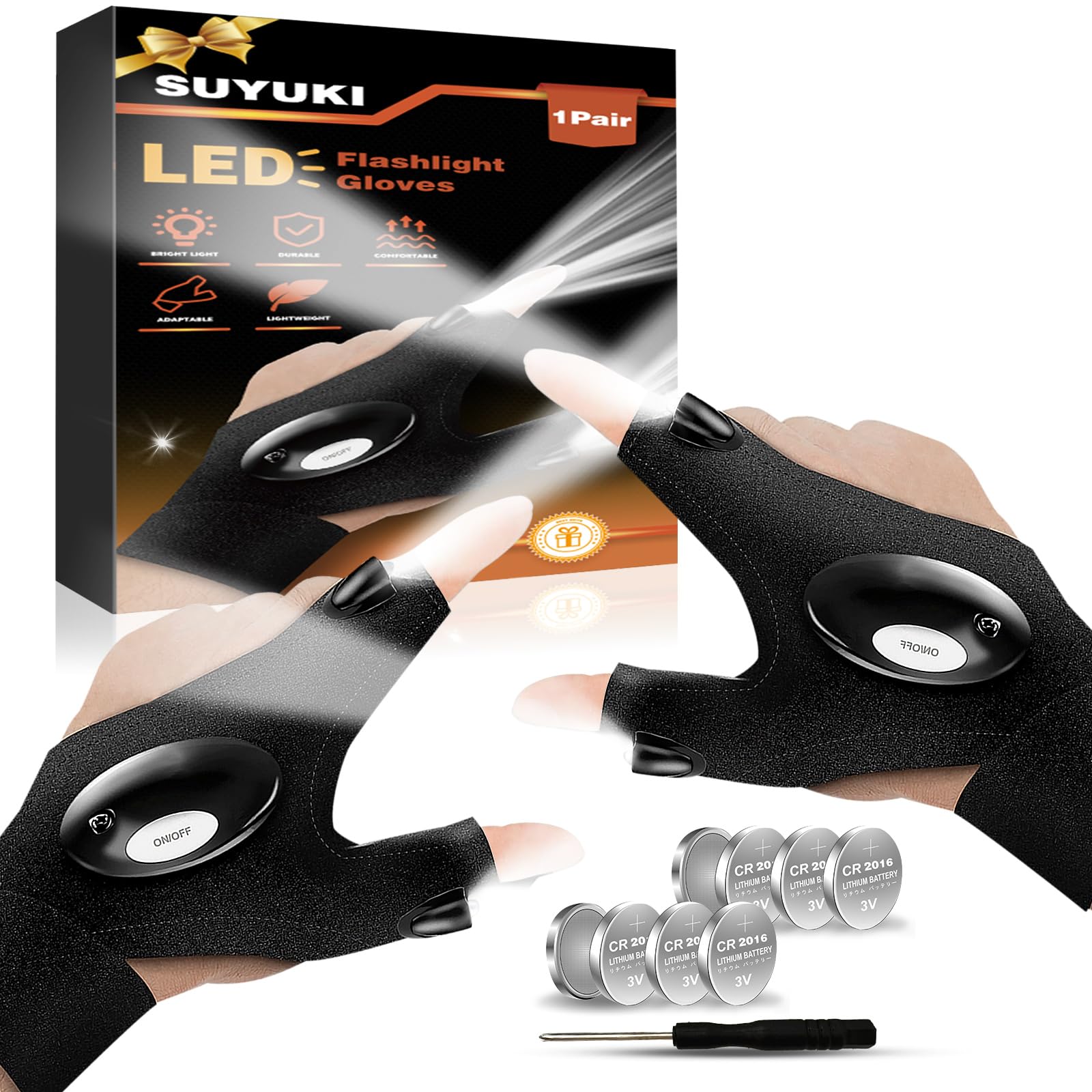 Regalo Hombre, Gadget Inusual Útil Guantes LED Luminosos, Regalos Papa Hombres Navidad Regalos Navidad, Calendario de Adviento Guantes Con Luz LED, Regalo Cumpleaños Hombre Mujer