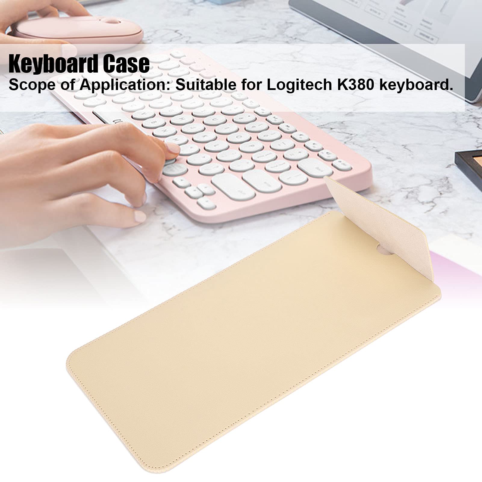 Ejoyous Funda De Teclado Para Logitech K380, Funda Protectora De Teclado, Funda Protectora De Viaje Portátil, Bolsa De Piel Sintética Delgada Con Diseño De Protección De Cabeza (Negro