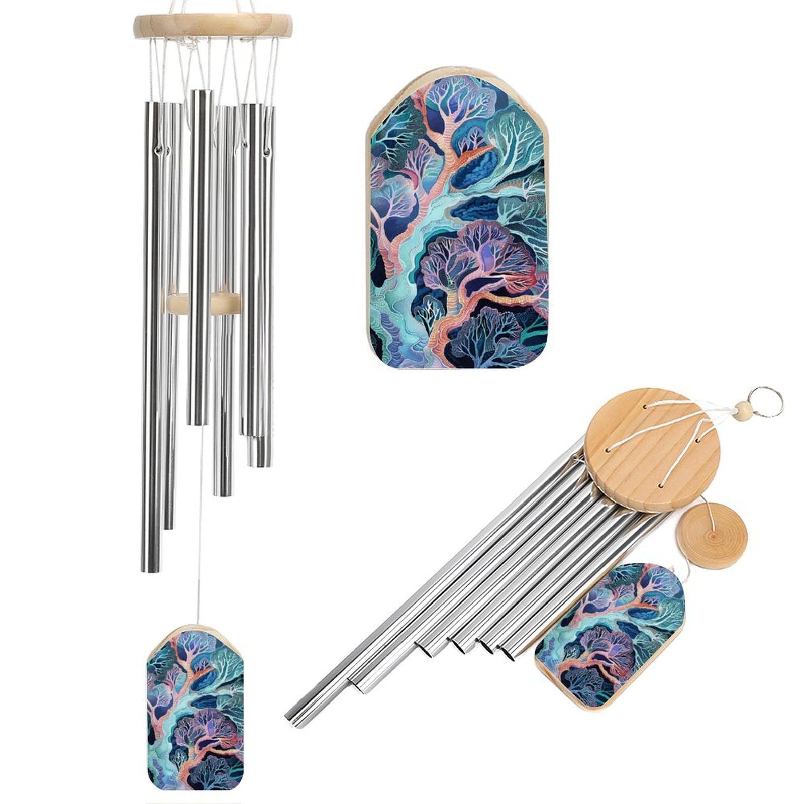 Fan Coral Image Wind Chimes for Outside Memorial Gift Sympathy Wind Chimes Aluminum Tube Windchime with Hook Windbell for Outdoor Patio Garden Decor Housewarming Gift