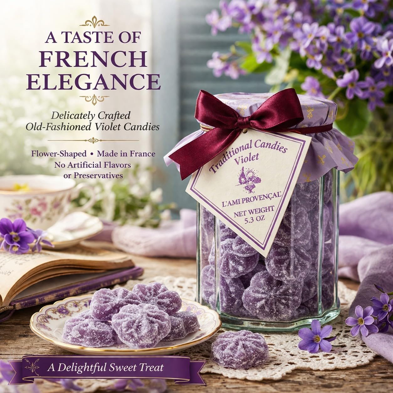 Oimocandyフリンジ付きスエードモカシン パープル Amazon.com : Violet French Hard Candy L'Ami Provencal Hard Candy