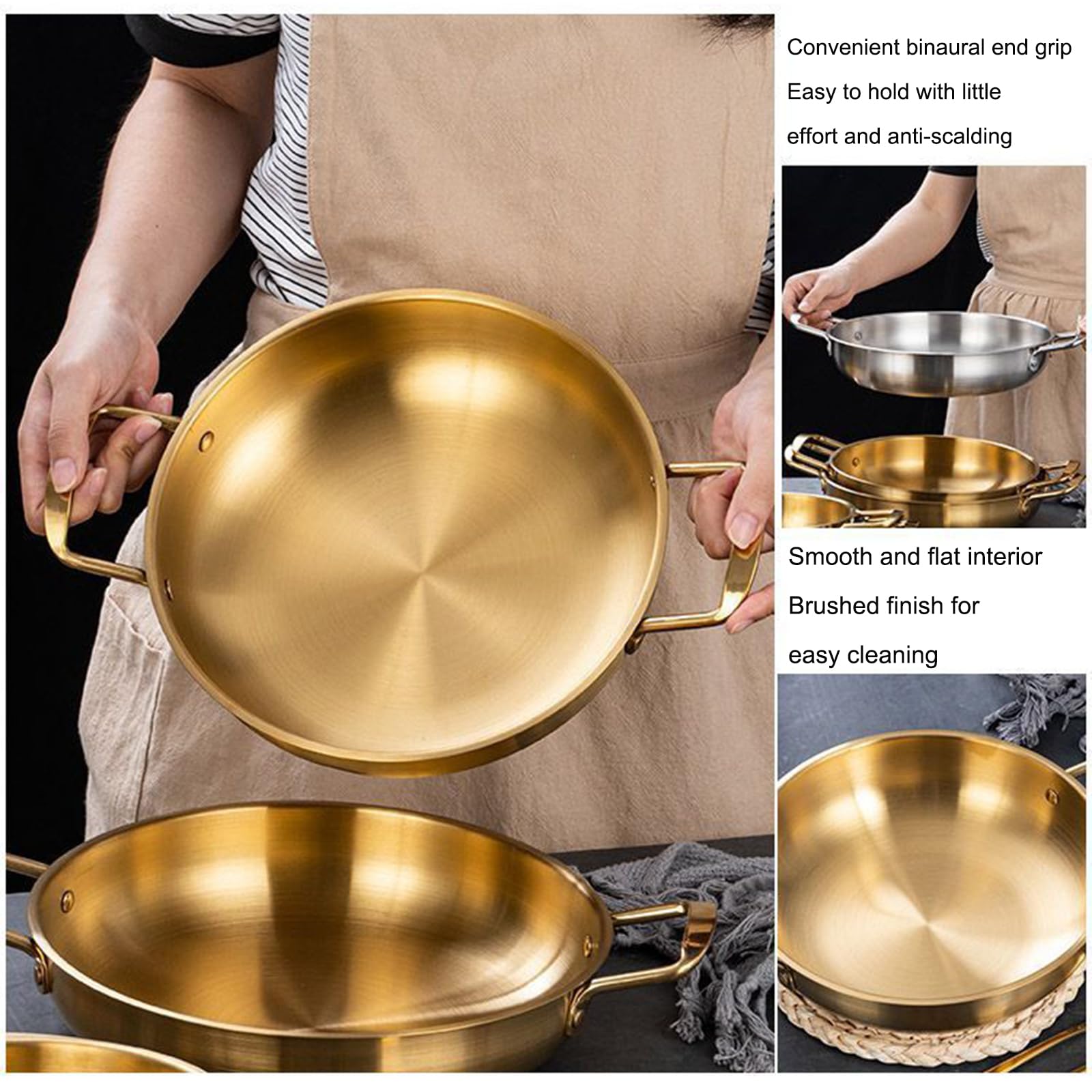 Olla para pasta de acero inoxidable, olla coreana, olla de 7 tamaños, olla de pasta, ollas pequeñas para sopa, postre, ensalada, plato, cena, tortilla, paellera, para el hogar, cocina, restaurante