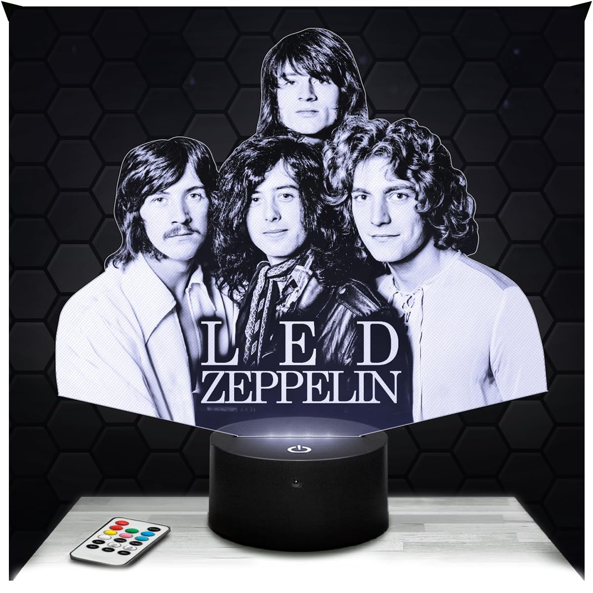 Lampephoto.fr - 3D Lamp L. Zeppelin British Rock Band, Touch LED Night Light, 3D Hologram Effect, Christmas Birthday Gift Idea for Men and Women, Bedroom Decoration Object