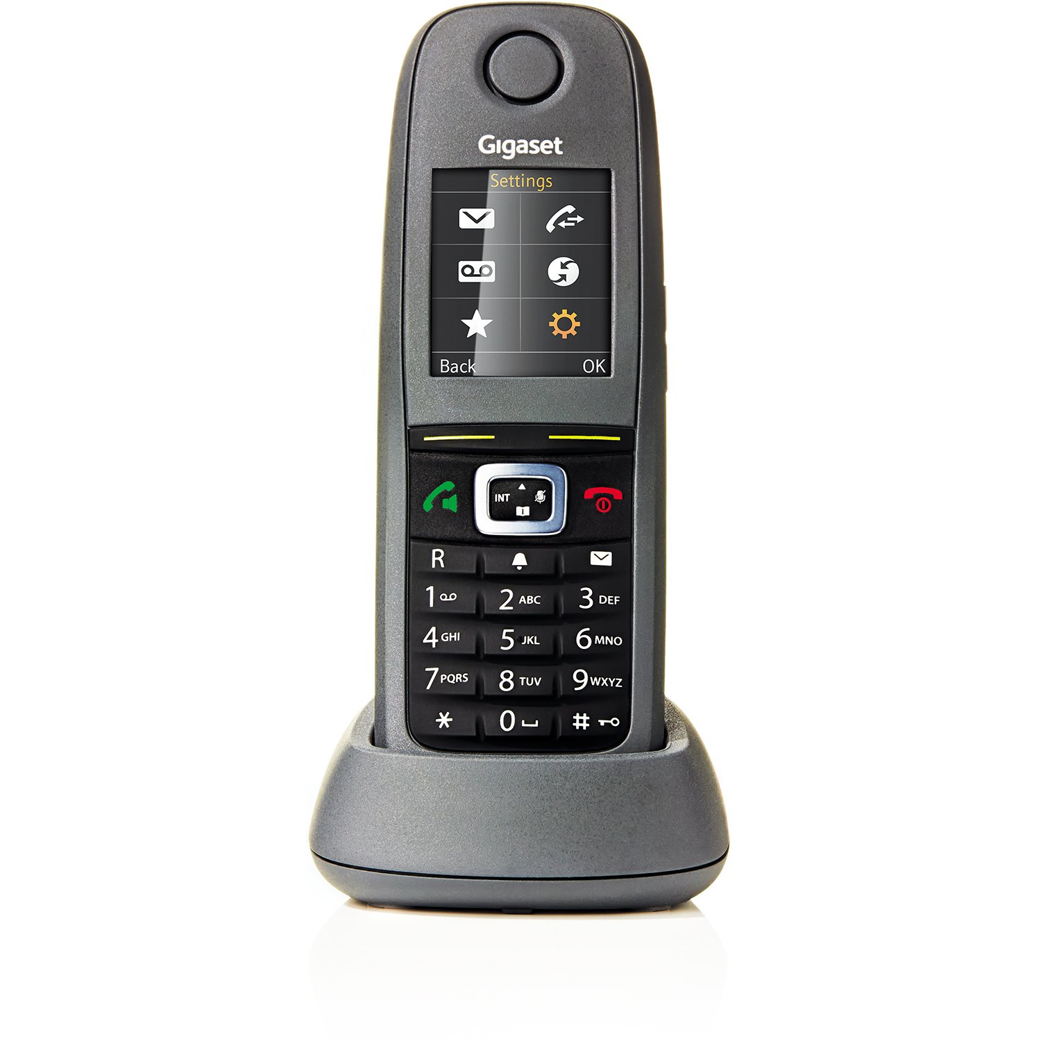 Gigaset R650H PRO Mobilteil Erweiterung mit Ladeschale- stoßfesten Gummigehäuse - wasserabweisend und staubsicher IP65, HD-Voice, LED für optische Rufanzeige, grau