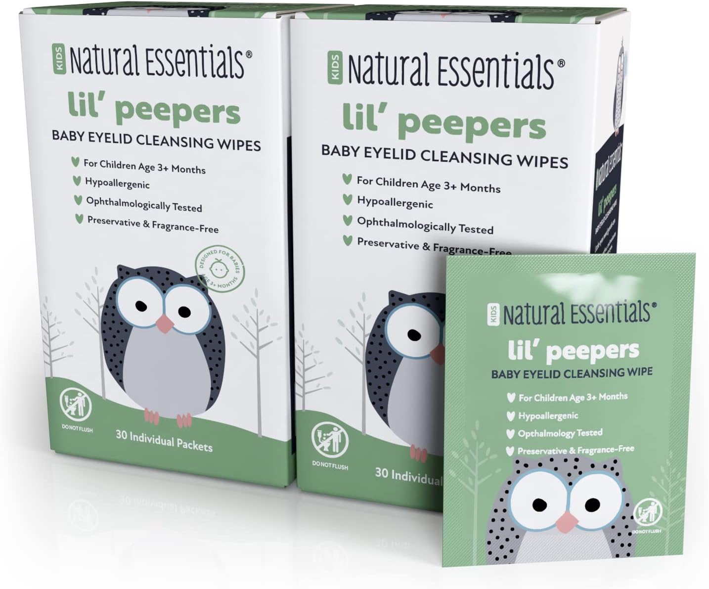 Lil' Peepers Baby Eye Wipes and Eyelid Cleanser, Preservative-Free & Rinse-Free, Pediatrician Recommended Hypoallergenic Soft Eyelid Wipes for Babies, Kids & Adults, 30 Count (2pk)