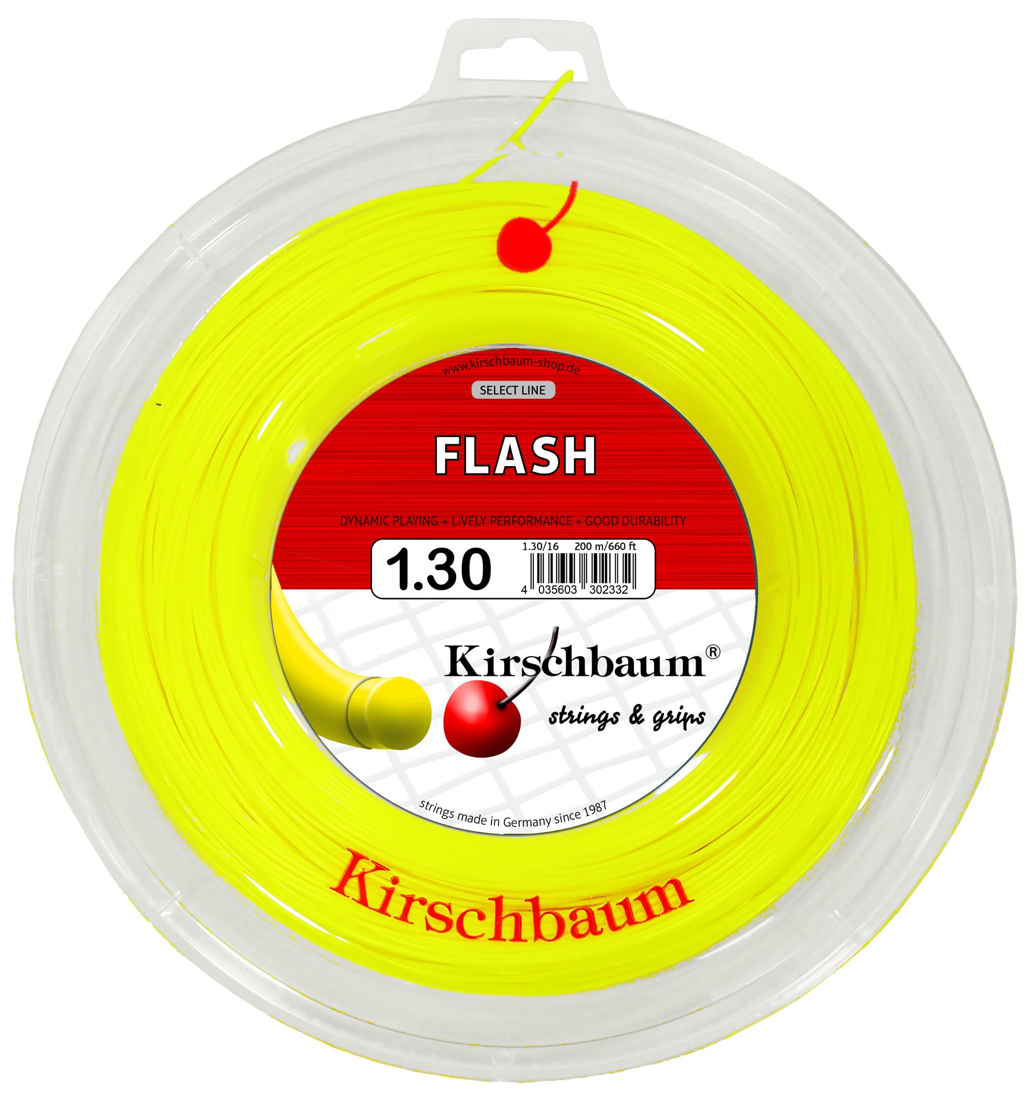 Cordes de tennis Kirschbaum Fy 1.30 jaune pour éviter la casse fréquente sur le court