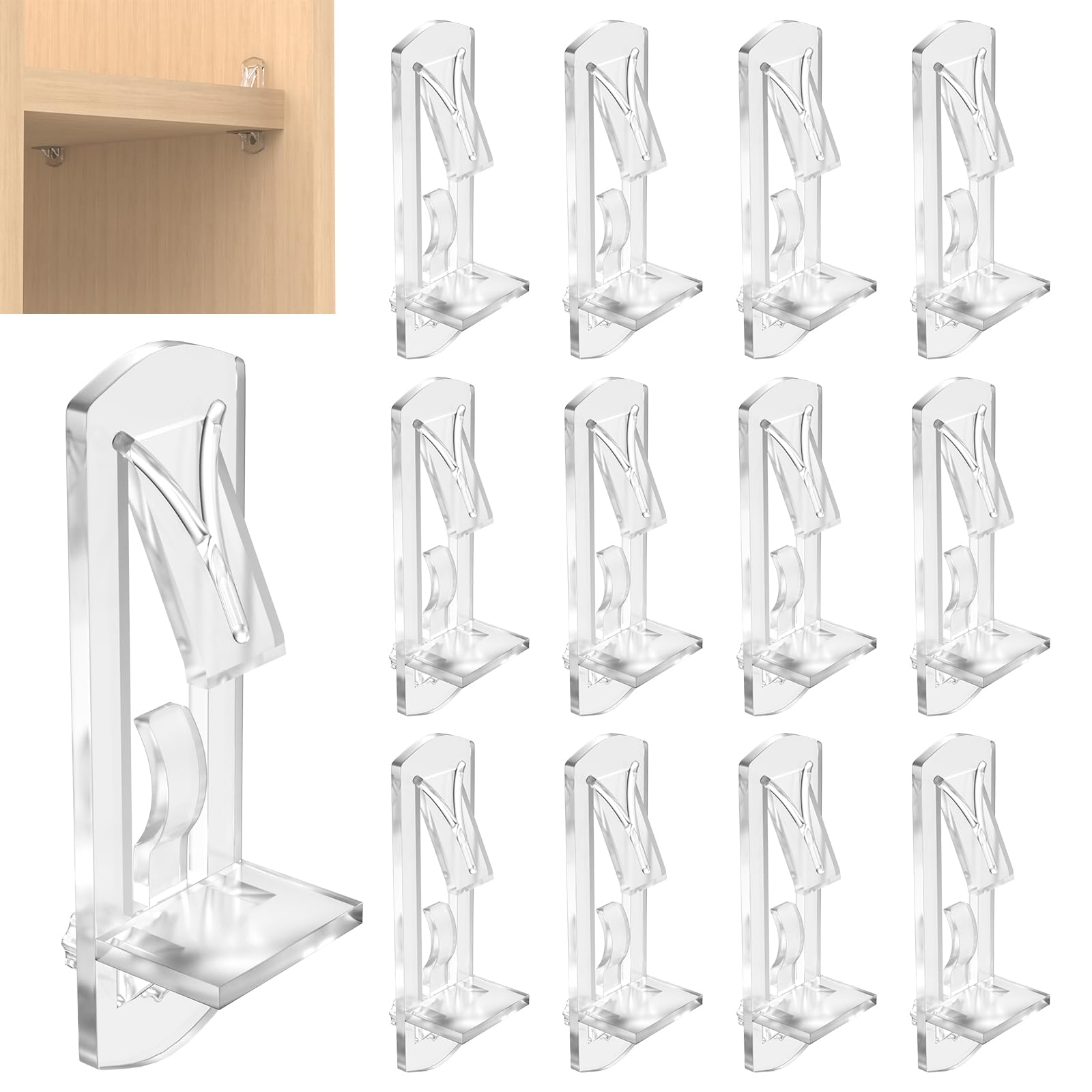 40Pcs Plastic Locking Shelf Support Pegs, 5mm Clear Self-Locking Pins