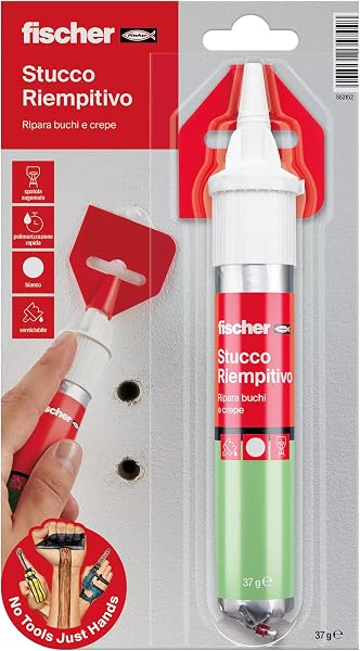 Fischer Stucco Veloce con Spatola Integrata per Coprire Fori e Crepe nel Muro, Pronto all'Uso, Bianco, 70 ml, 552152 - 2