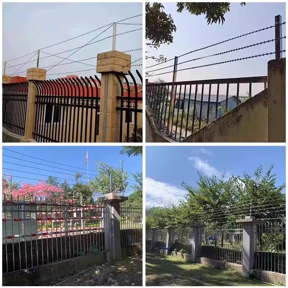 10 Piezas de Alambre de púas de Concertina, Alambre de Acero galvanizado Resistente a la Intemperie, Alta Seguridad para Patio Trasero, Granja y jardín, 1 m/3,28 pies de Longitud, Acabado pl