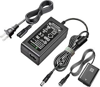 Gonine AC-PW20 ZV-E10 Continuous Power Supply A6400 NP-FW50 Dummy Battery ACPW20 AC Adapter Kit for Sony Alpha A6000 A5100 A6100 A6300 A6500 A7 A7II A7S A7SII RX10 II IV Cameras.