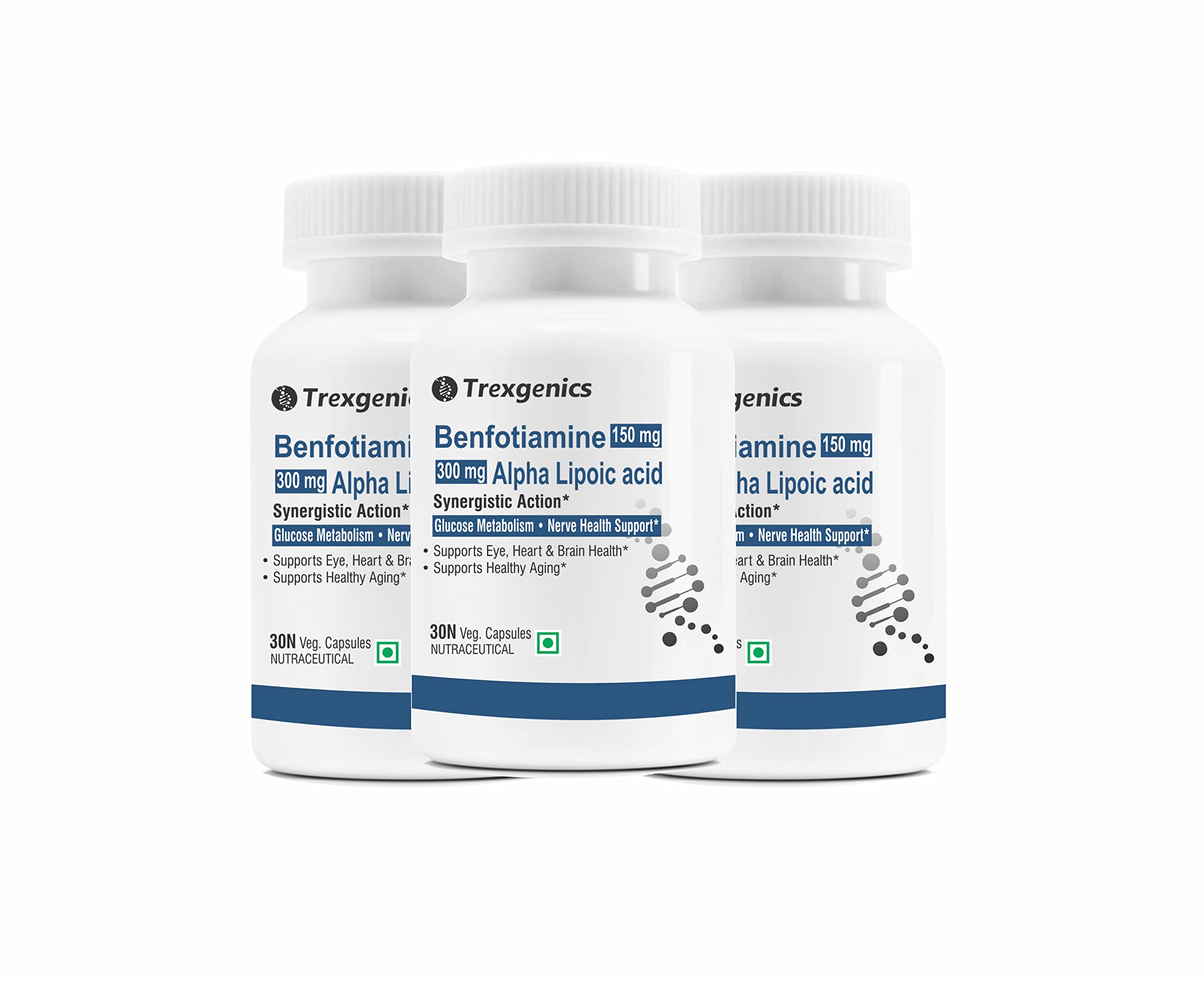 Trexgenics BENFOTIAMINE 150 mg + ALPHA LIPOIC ACID 300 mg +15 mg L-Leucine Glucose Metabolism & Nerve Health VEGAN & NON-GMO (30 Veg. Capsules) (Pack of 3) (B0B853231P) Amazon Price History, Amazon Price Tracker