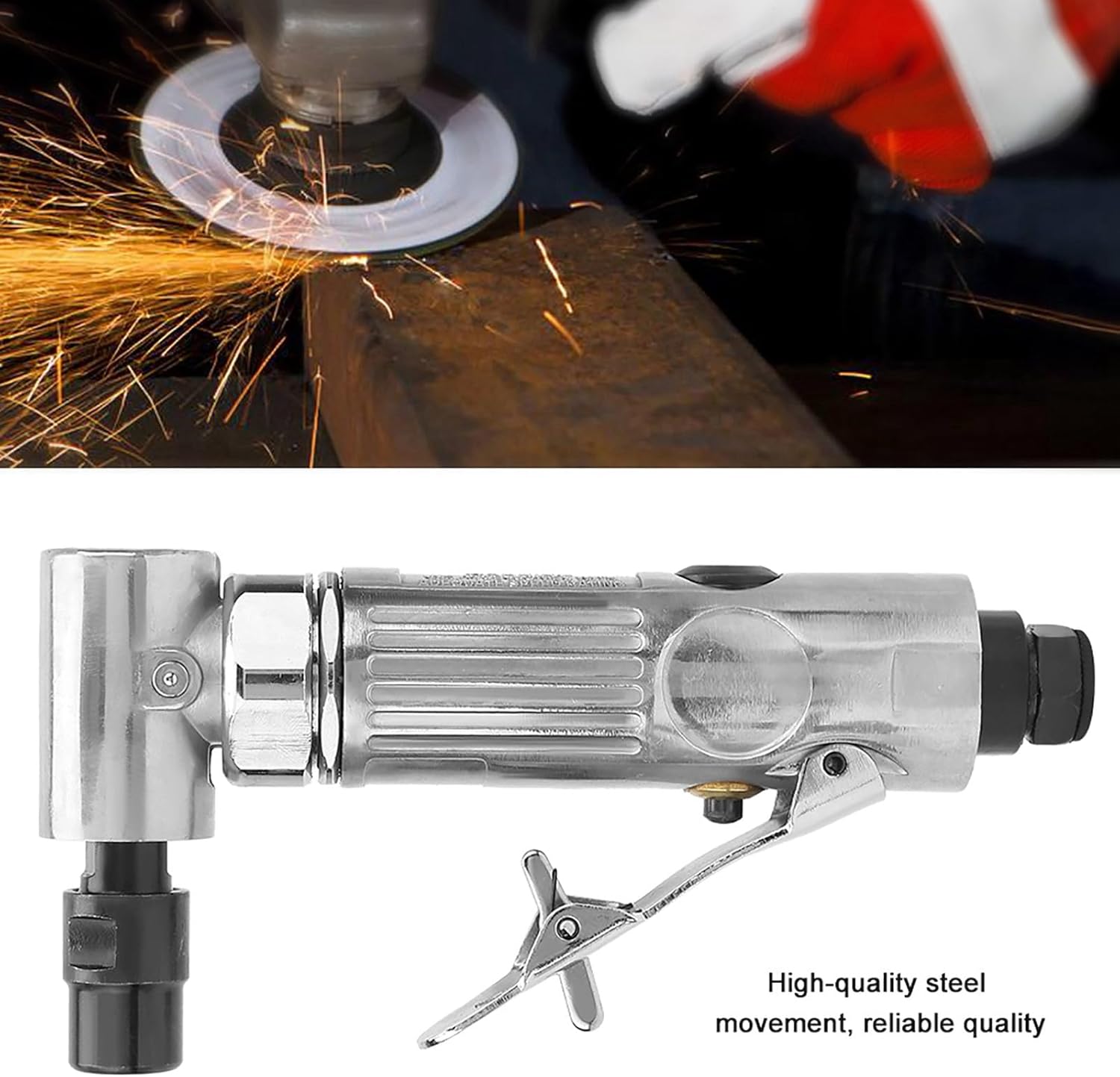Air Die Grinder 1/4",20000 RPM, 90 Degree Angled Air Die Grinder, Industrial Pneumatic Die Grinding Disc BSP for Metal Wood Tire Shaping