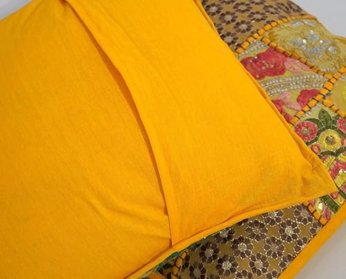 Miniatura 5 de Sophia-Art Sari - Almohada india de almohada, 10 piezas, parches de retazos, fundas de cojín hechas a mano, funda de almohada bordada con retazos