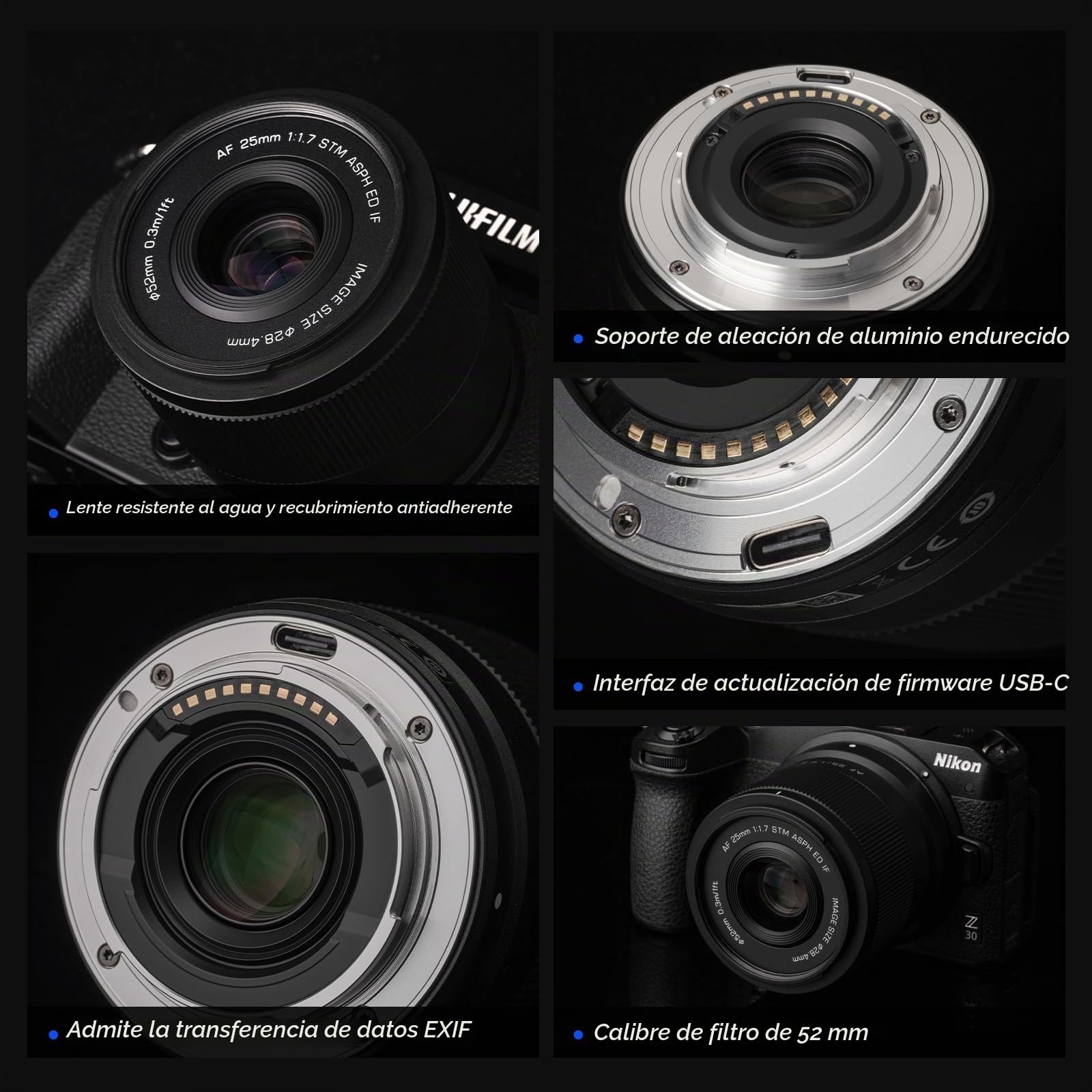VILTROX 25mm F1.7 Air FE Pocket Dispo Lente AF F/1.7 E-Mount Captura portátil para objetivos Sony Entry Level Auto Fcous APS-C Objetivos Prime FE de gran apertura