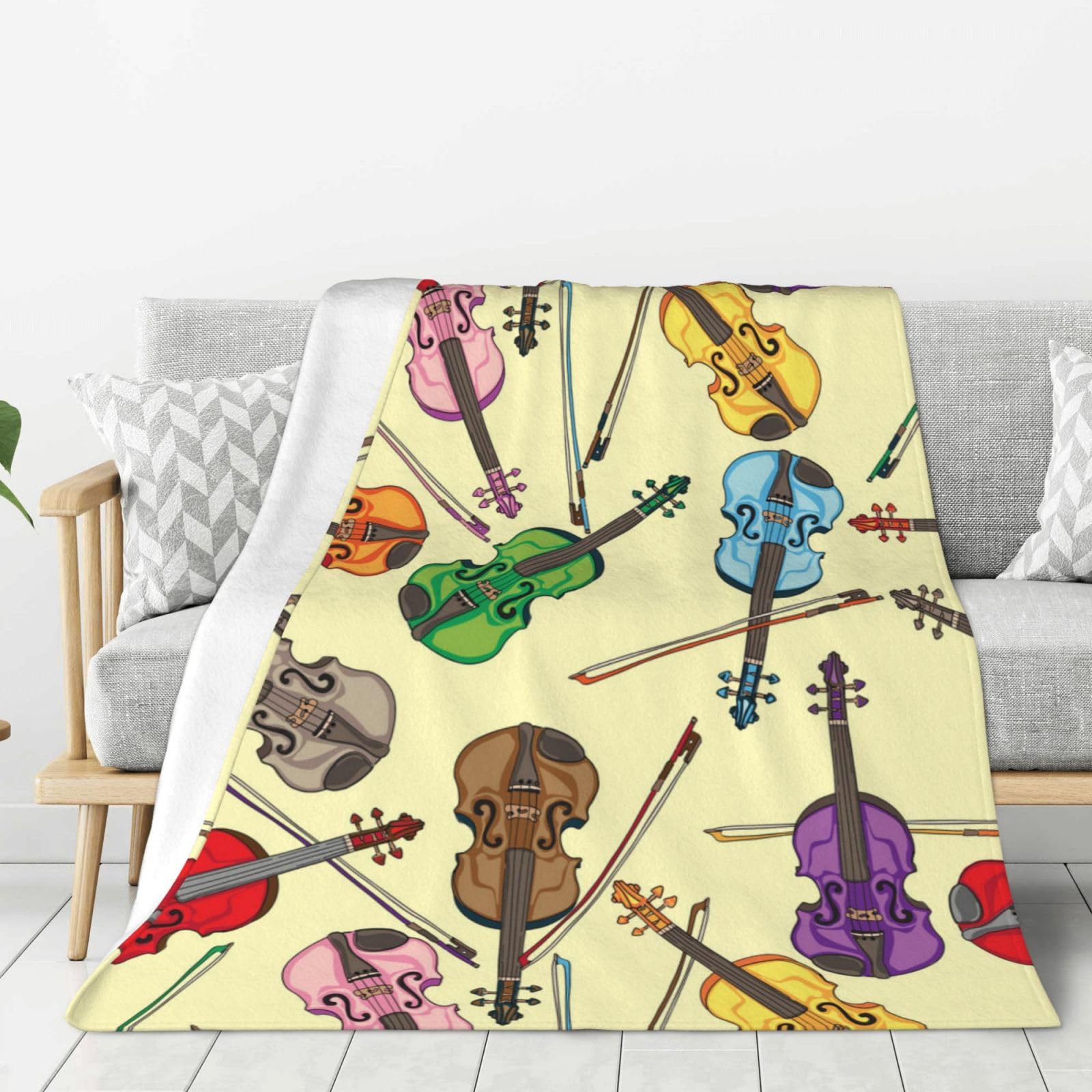 Couverture violon note de musique plaid flanelle polaire grand format canapé lit voyage
