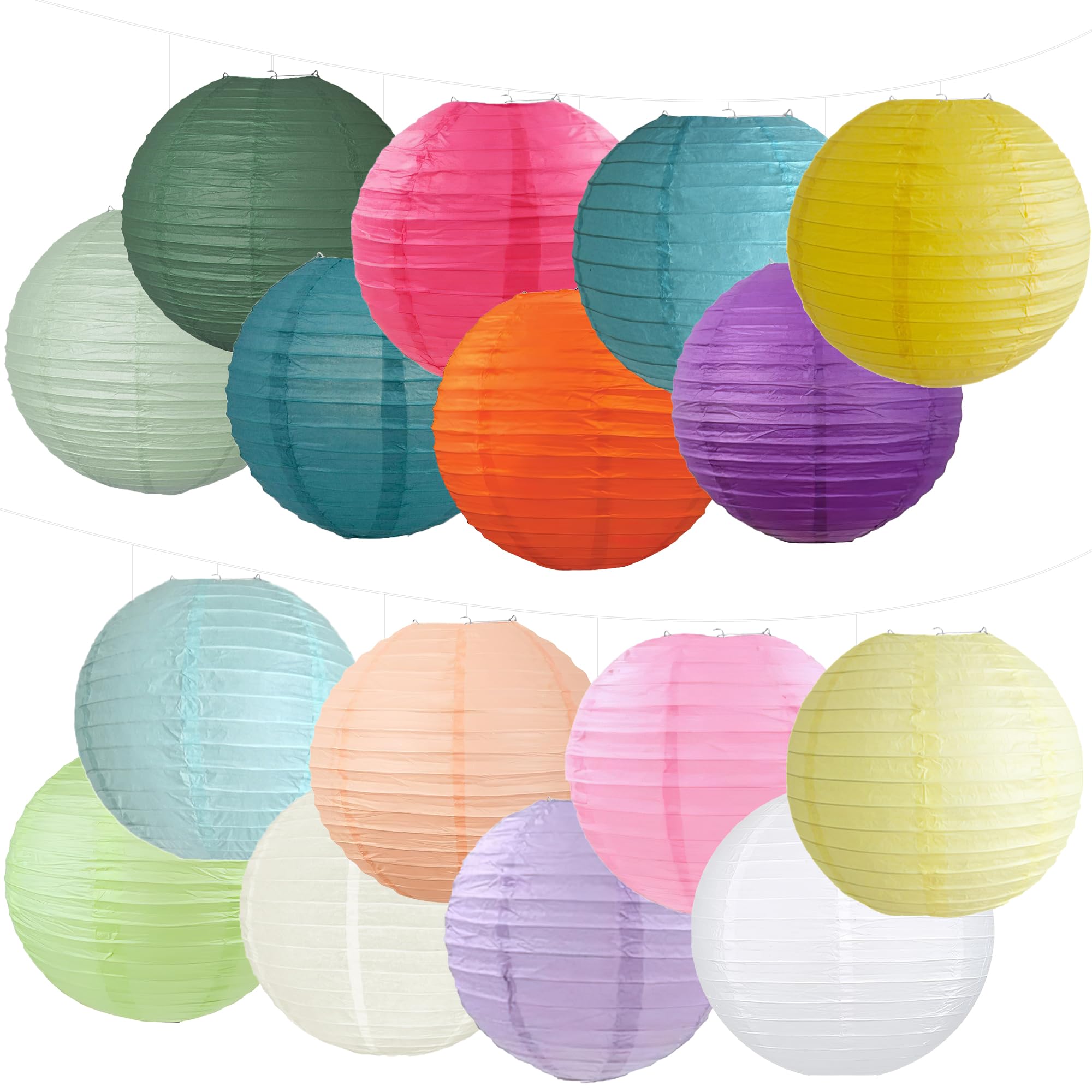 Colorful Paper Lanterns 16Pcs 6" Paper Lanterns for Wedding Birthday Party Baby Shower Classroom Home Decoration Graduation Ceremony — image 1