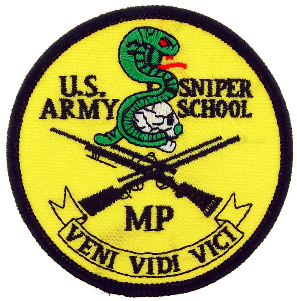 Artisan Owl United States Army Sniper School MP Veni Vidi Vici Patch, with Iron-On Adhesive