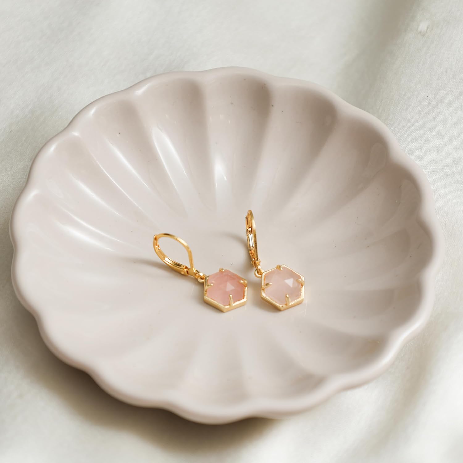 Gempires Gemstone Earrings with Hexagon Shape Gemstone Suspended with Lever Back Closure, 14k Gold Plated, Hypoallergenic and Safe Jewelry - Image 5