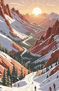 Notebook, Journal, Skiing, Mountain Landscape, 144 Pages, College Ruled, Matte Finish