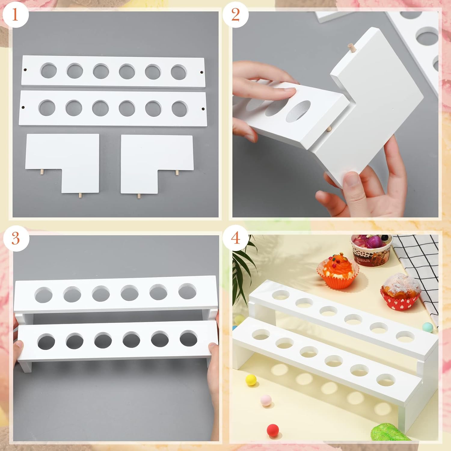 Supporto Per Coni Gelato In Legno - Porta Coni Per Sushi, Snack E Dolci - Espositore Da 18.5x9.3x8.7 Cm - Foto 7