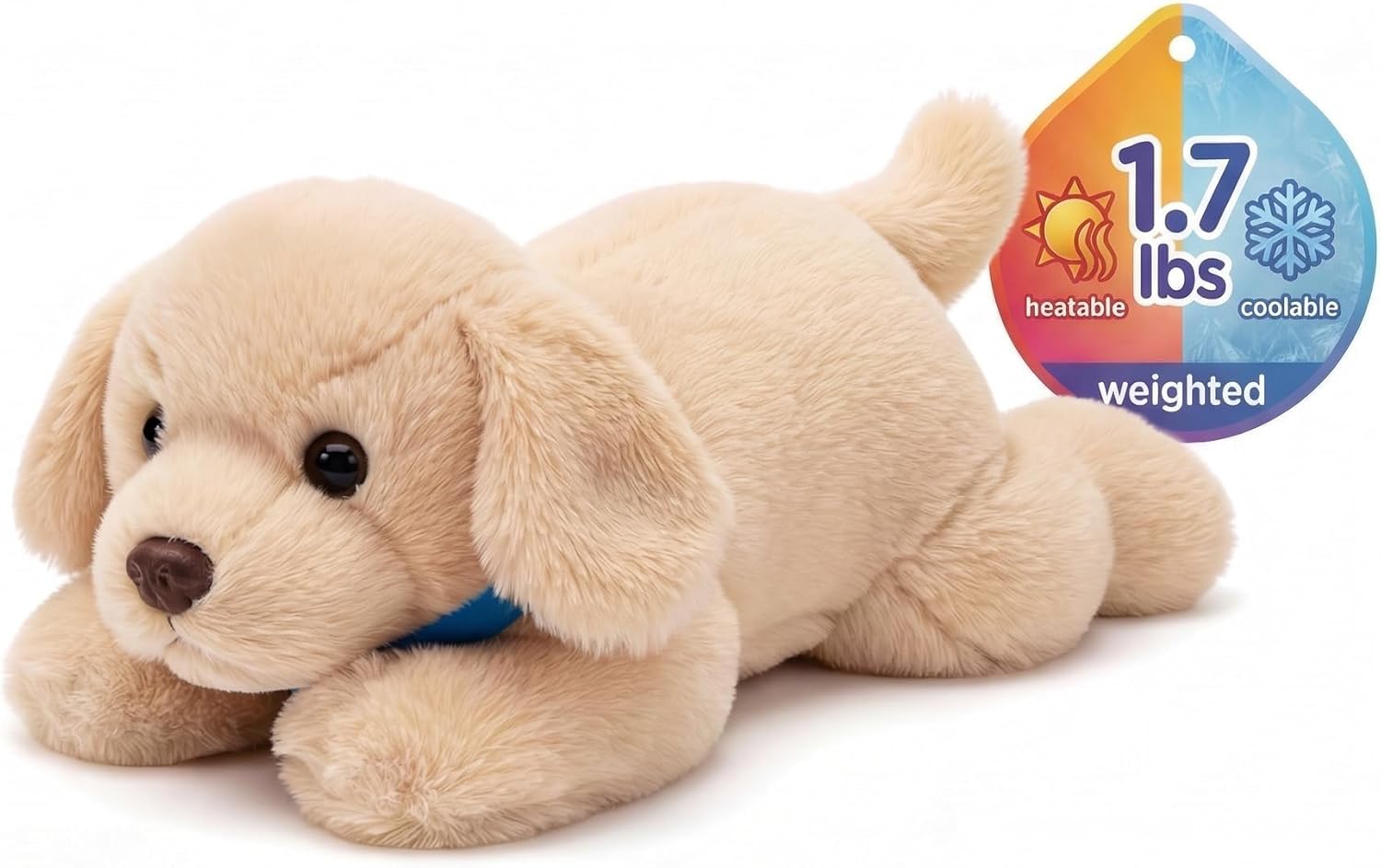 Heating Pad Stuffed Animal, 1.7lb Microwavable Dog Plush for Cramps & Anxiety Relief, 16" Golden Retriever Weighted Plush Toy with Removable Ceramic Beads for Period Pain & Sensory Comfort