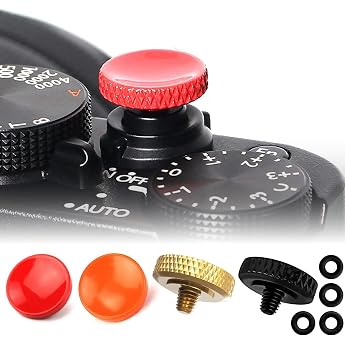 4pcs Camera Shutter Button Full Copper Concave Shutter Button with Threaded Screw Soft Shutter Release for Leica for Fujifilm X100VI X-T30 X-T20 X-T10 X-T5 X-T4 X-T3 X-PRO