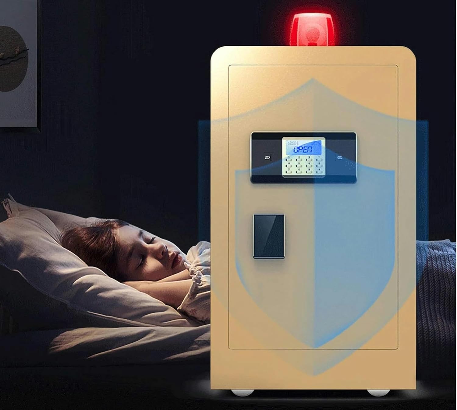 AMNOOL with Biometric, Home Safe with Fireproof Waterproof Bag, Security for Money Cash Valuables, Digital Electronic Keypad, Dual Alarm System, Removable Shelf, Brown-1