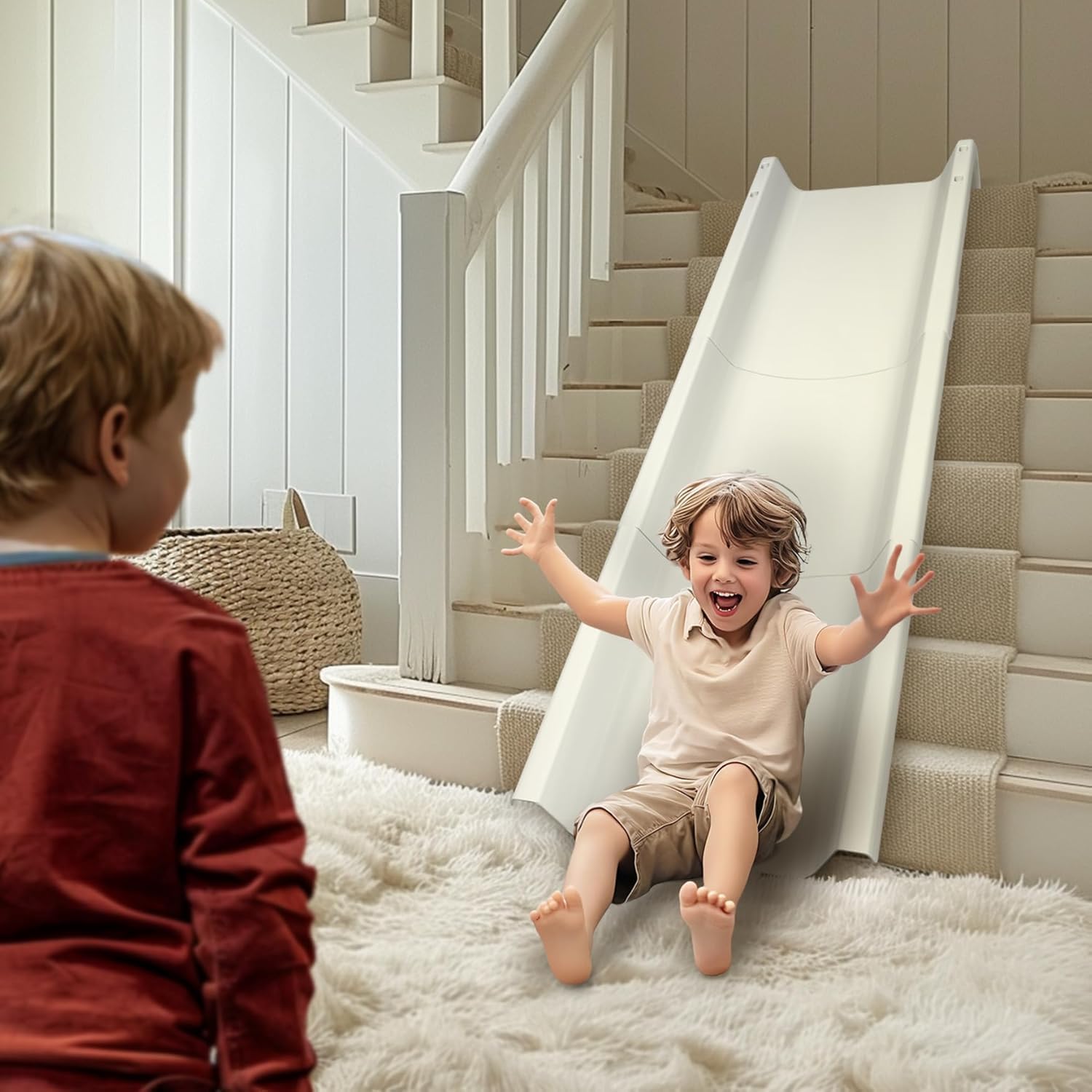 Upgraded 4 Pack Staircase Slide,Compatible with 90% Staircase, Stair Mounted Kids Indoor Home Staircase Slide