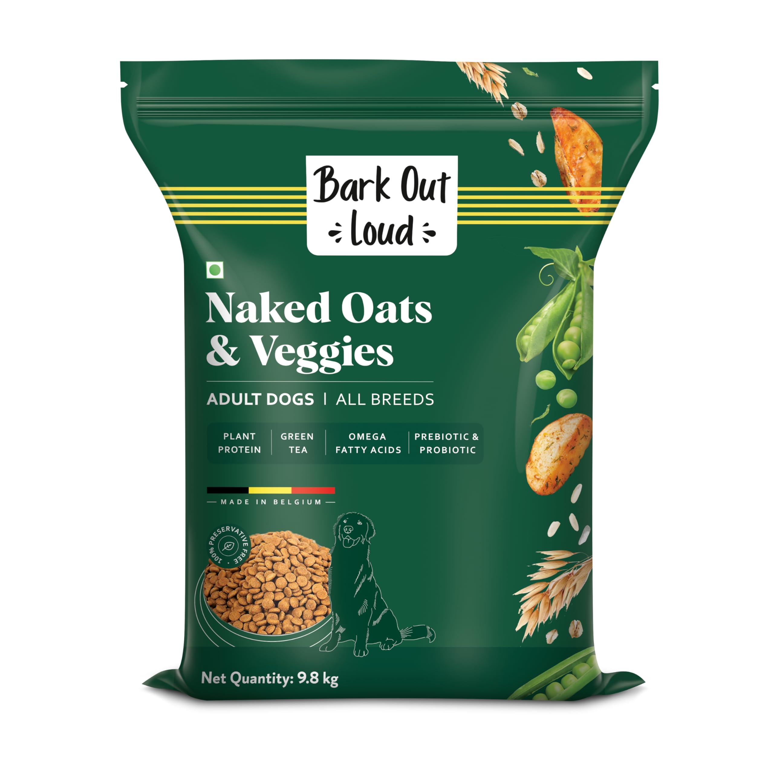 Bark Out Loud Veg Adult Dog Food for Medium & Large Breeds - Naked Oats & Veggies High Protein, Prebiotics, Vitamins & Fibre 100% Vegetarian Dry Dog Food 9.8 Kg-image-34