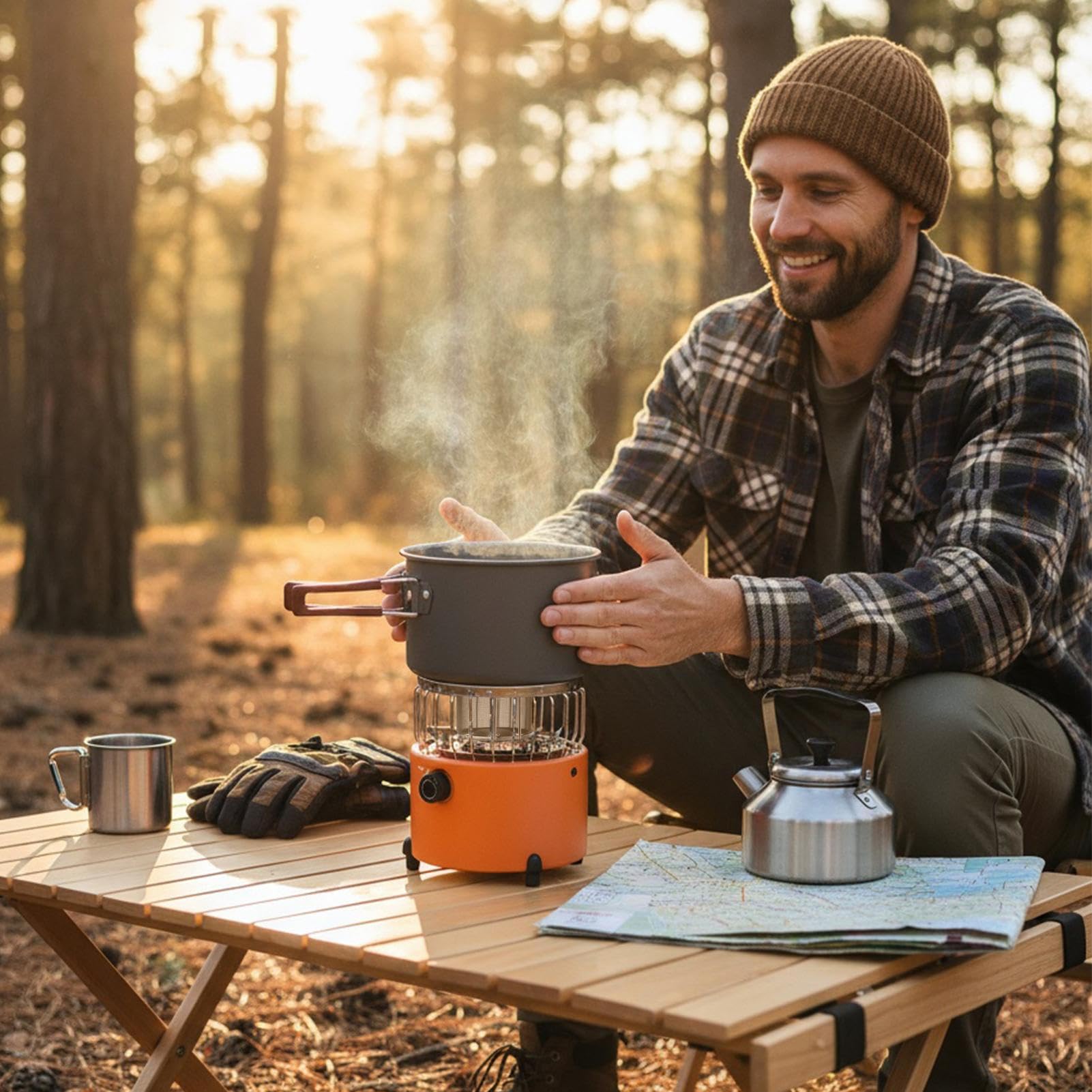 Calentador portátil para camping portátil al aire libre Gas estufa y cocina | Calentador de cocina para viajes al aire libre senderismo pesca en hielo garaje