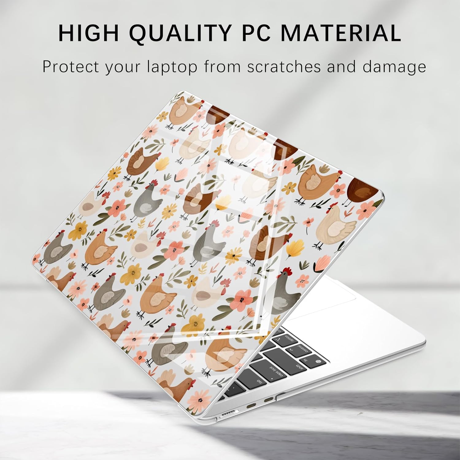 Compatible with MacBook Air 13 inch Case M1 A2337 A2179 A1932 2022 2021 2020 2019 Release, Cute Chicken Flower Protective Hard Shell Clear Cover for MacBook Air 13.3 inch
