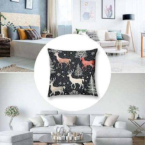 Miniatura 5 de Funda de almohada de Navidad, renos, copos de nieve, cojines decorativos para la sala, Navidad, cuadrada, suave, fundas de almohada para sofá,