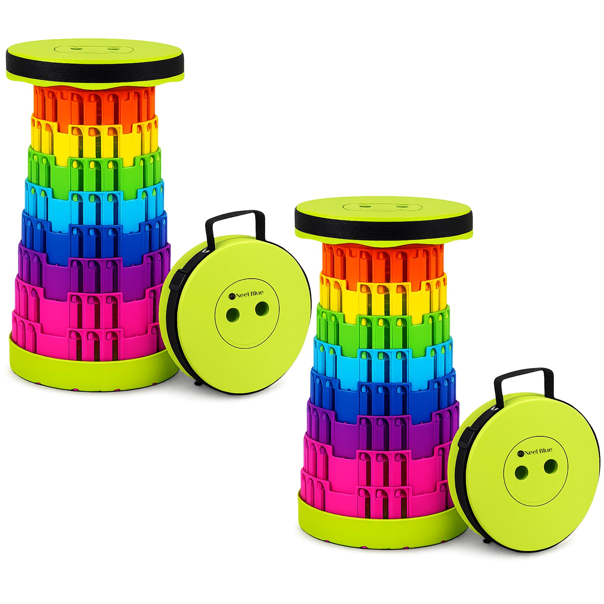 Trimming Shop Telescopic Folding Portable Stool 440lbs, Rainbow Green, 2pcs — image 1
