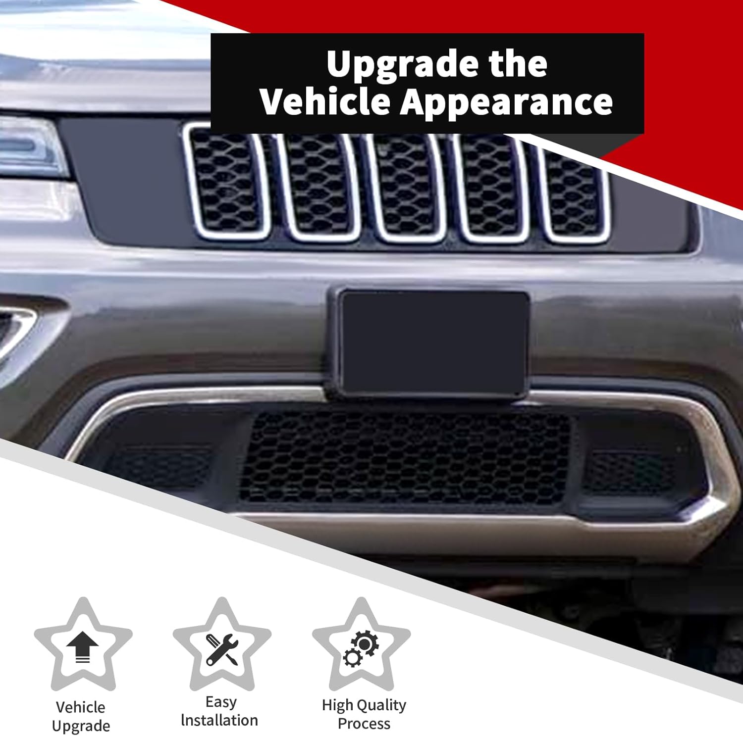 Voodonala for Jeep Grand Cherokee 2017-2023 Front Plate License Bracket Front License Hanging Kits Compatible with Grand Cherokee 2017-2023 (Front Type 2 Textured Black)