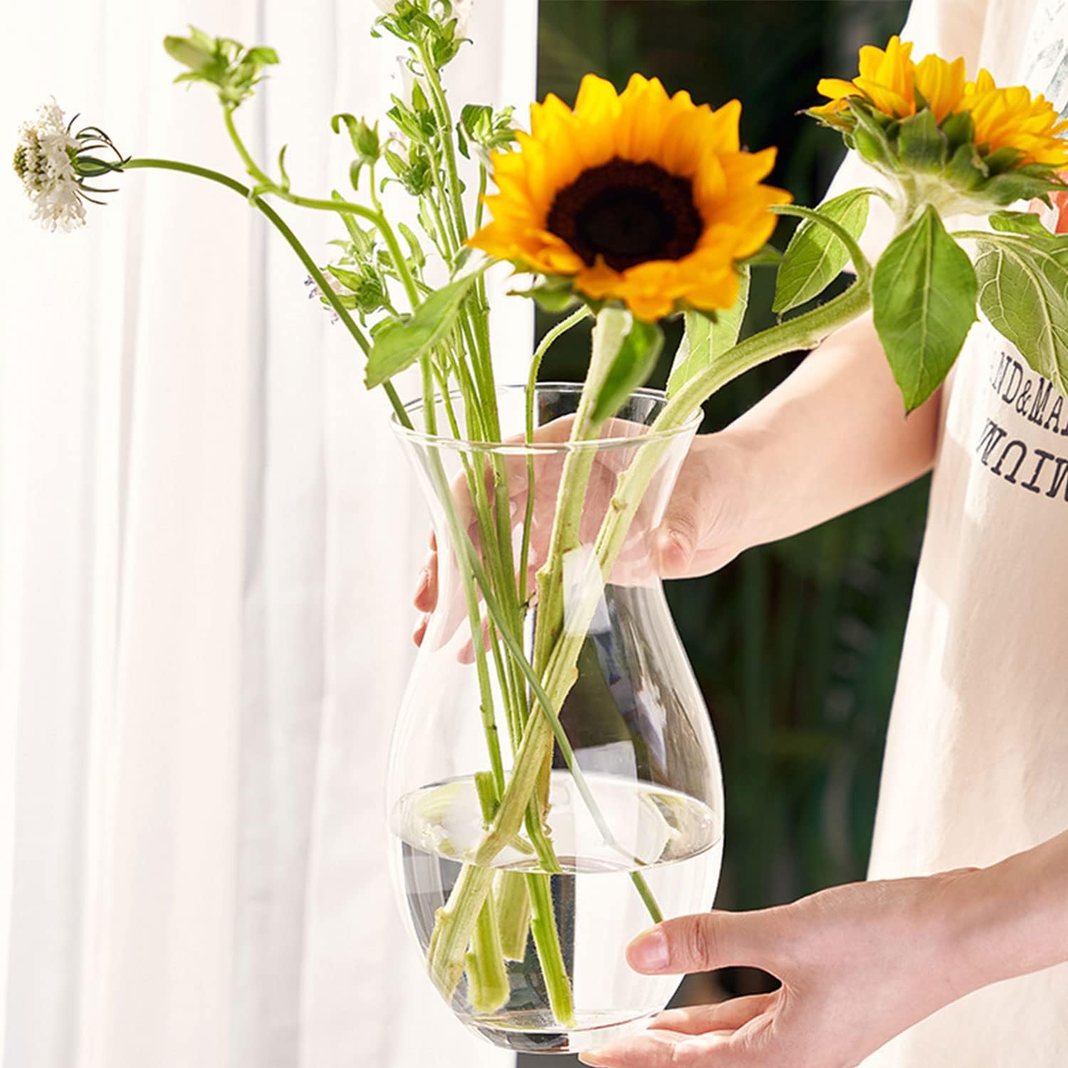 DARENYI Clear Flower Vase, 4.5" Dia 9" H Crystal Transparent Glass Vase Modern Decorative Vase for Flowers, Glass Flower Posy Holder for Home Office Centerpiece Decor - Image 5