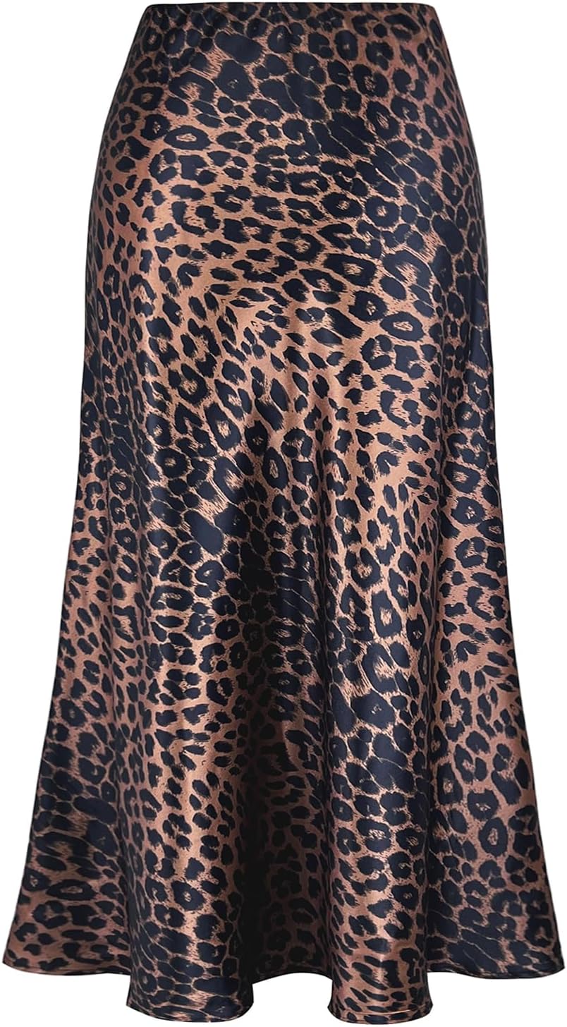 Modegal Women's Satin High Waist Hidden Elasticized Waistband Flared Casual A Line Midi Skirt - Image 2