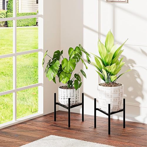 Miniatura 7 de Soporte para macetas ajustables para interiores, soporte de metal para plantas al aire libre, soporte de metal negro antioxidante para esquinas