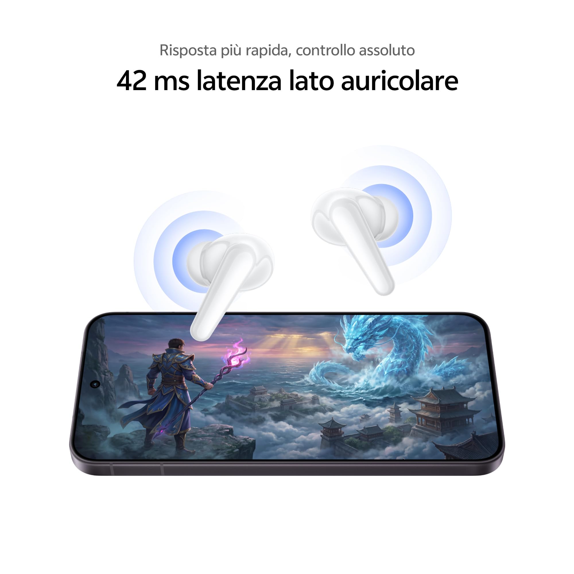 vivo Buds Pro - Auricolari Bluetooth 6.1 con Cancellazione Attiva del Rumore 55 dB, Batteria 55 Ore, Driver 11 mm, Latenza 42 ms, Audio Spaziale, IP54, 4,3 g