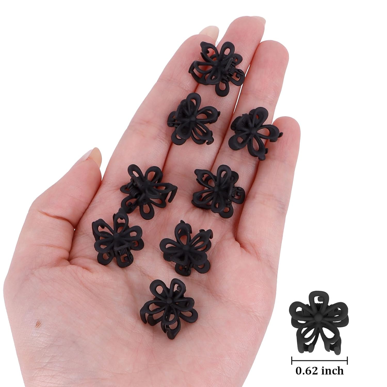 YISSION 12 Pcs Mini Black Flower Hair Clips for Women Girls Cute Small Hair Barrettes Tiny Flower Claw Clips for Thin Thick Hair Hair Accessories for Women Girls - Image 5