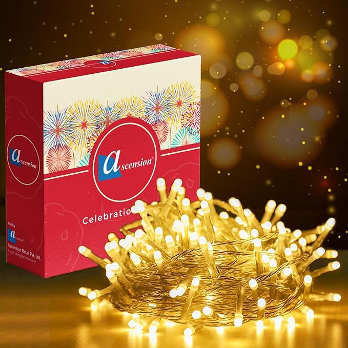 ascension 40 feet 12 Meter 42 LED Bulb String Fairy Lights Warm White for Indoor & Outdoor Decorations String Lights for Diwali, Party, Home Decor, Christmas Lights for Festival Decoration - Plastic