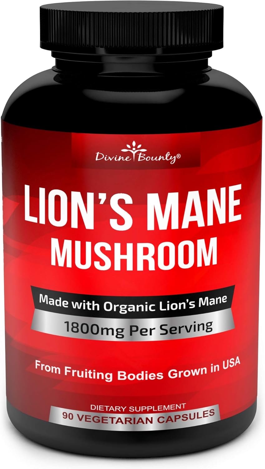 Buy Organic Lions Mane Mushroom Capsules 1800mg Strongest Lion's Mane