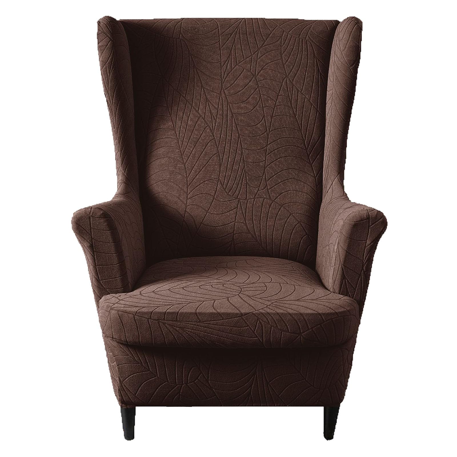 Kitegrese 2-Piece Stretch Wingback Chair Cover, Armchair Sofa Slipcover Furniture Protector Cover for Wingback Chairs(Coffee)