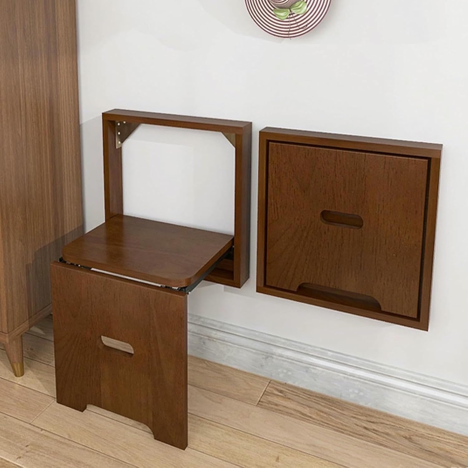 Wall Mounted Shoe Changing Stool, Folding Chair Invisible Shoe Bench Rack Hidden Footstool seat, for Entryway Hallway Chair Hall