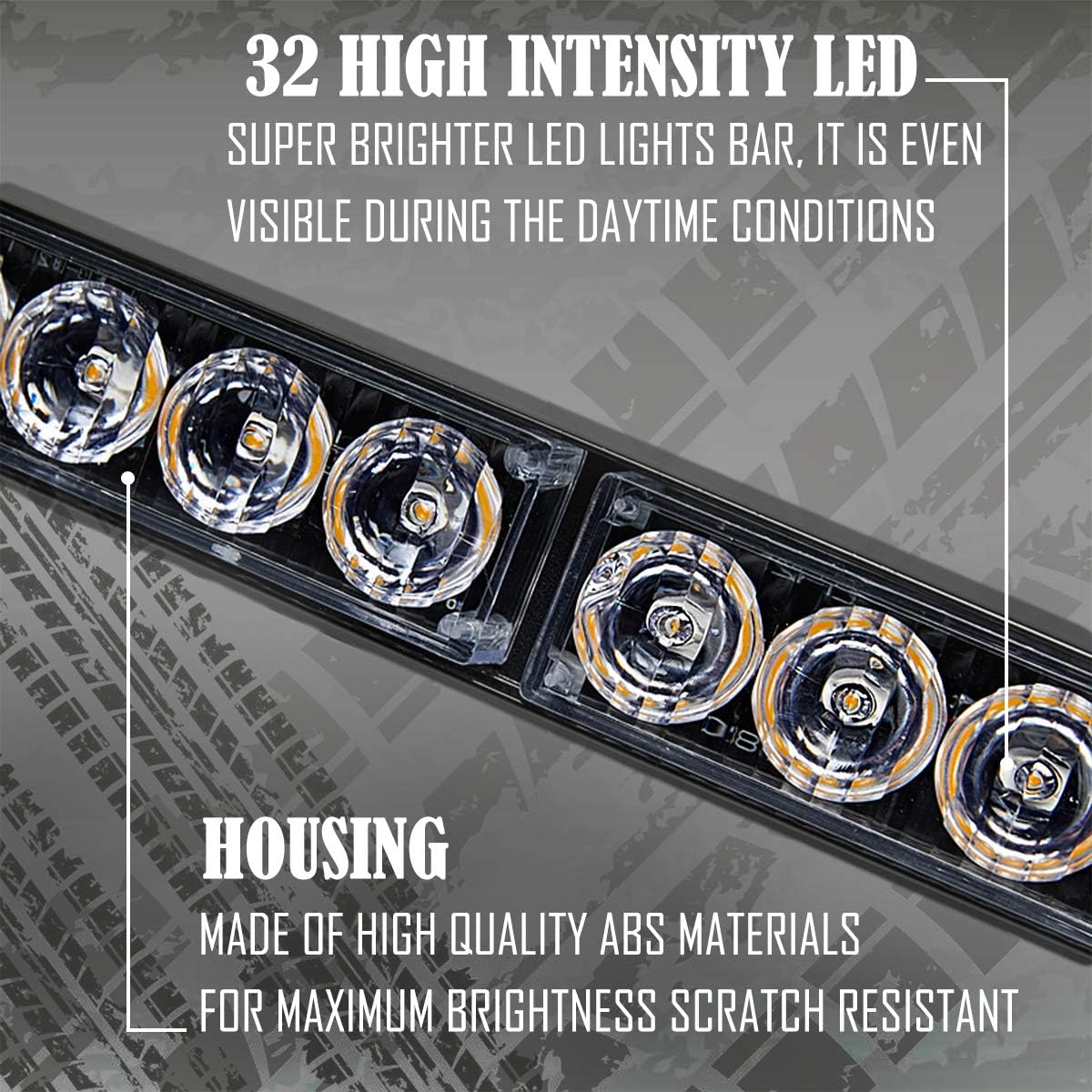 Emergency Light Bar 35.5 Inch Traffic Advisor Led Strobe Light Bar Kit Rainproof Warning Caution Turn Signals Directional Car Vehicles Pickup Trucks Tow Roof Rear Head (35.5 Inch, Yellow/White)